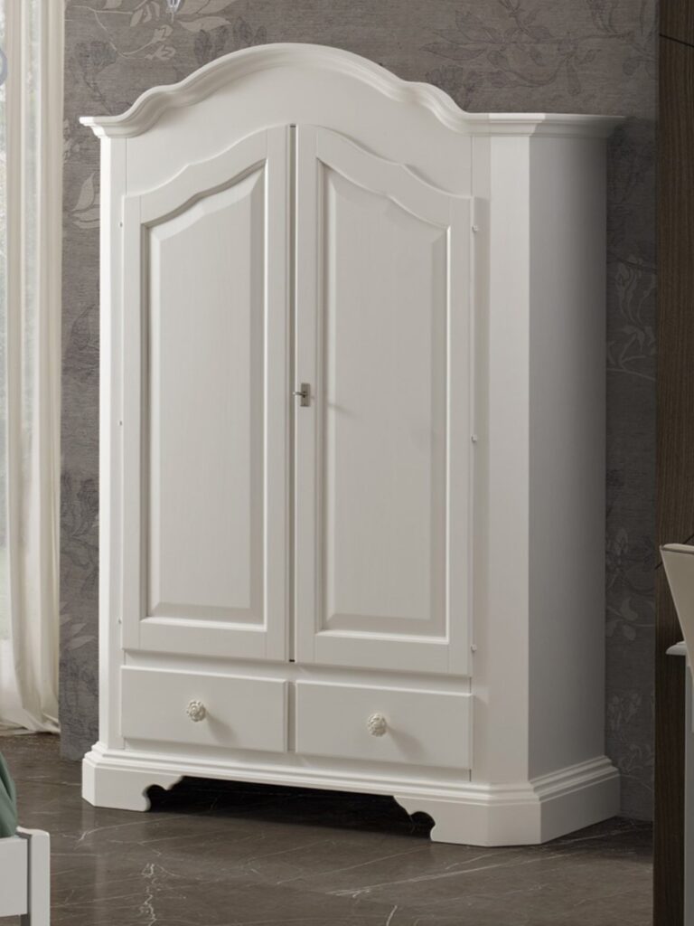 Armadio classico curvo 2 ante 2 cassetti bianco chiuso