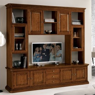 Libreria classica vano tv centrale e cassetti